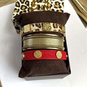GIFT BOX INCLUDED Rustic Cuff Black .8" W Cuff Plus Two Calfhair Wrap Bracelets